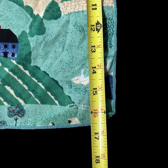 Vintage Napkins Farmhouse Country Cows Barn Church Set Of 4 Finished Edge Green - Picture 5 of 6
